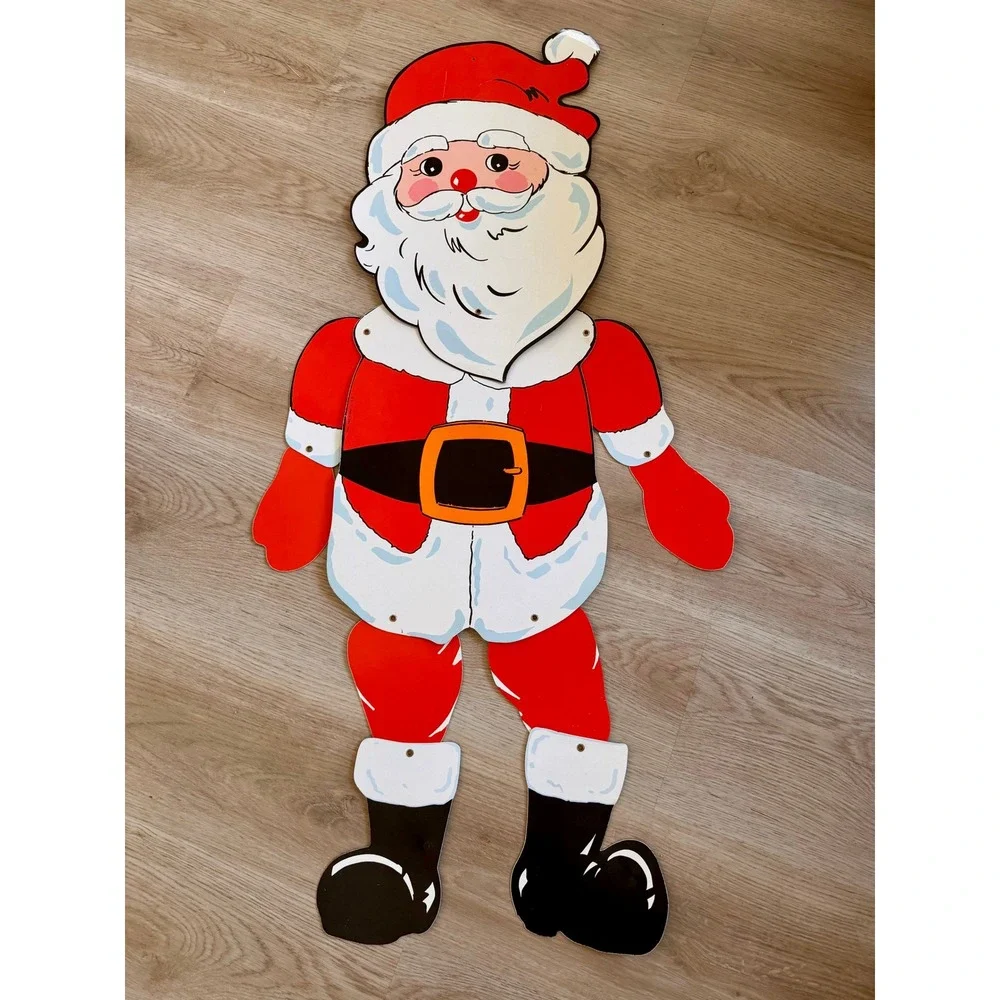 Vintage Jointed Santa Claus Wall Hanging Christmas Decoration Articulated 36in